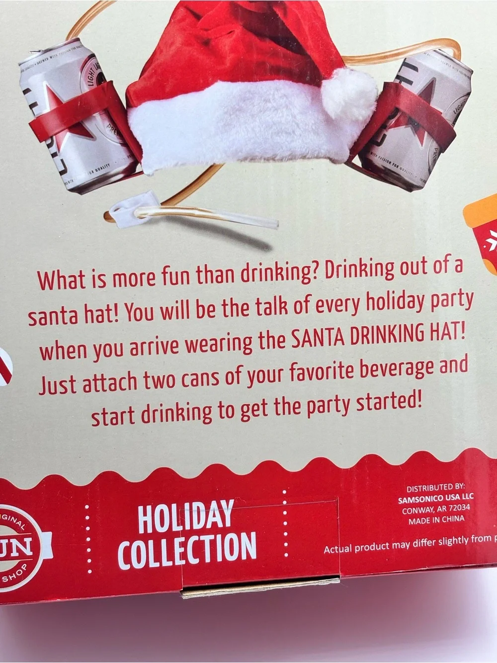 Christmas Santa Drinking Hat Retro Gifts Red Holiday Party Hat  NEW